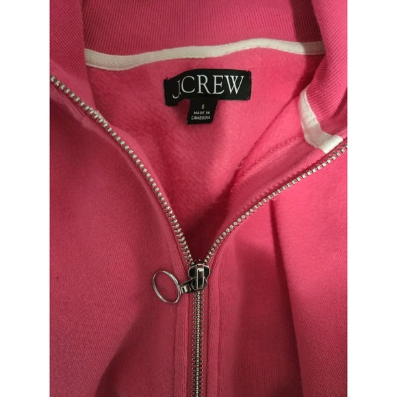 J.Crew Heritage Fleece Half Zip Sweatshirt Bright Pink Size S EUC - Picture 6 of 7